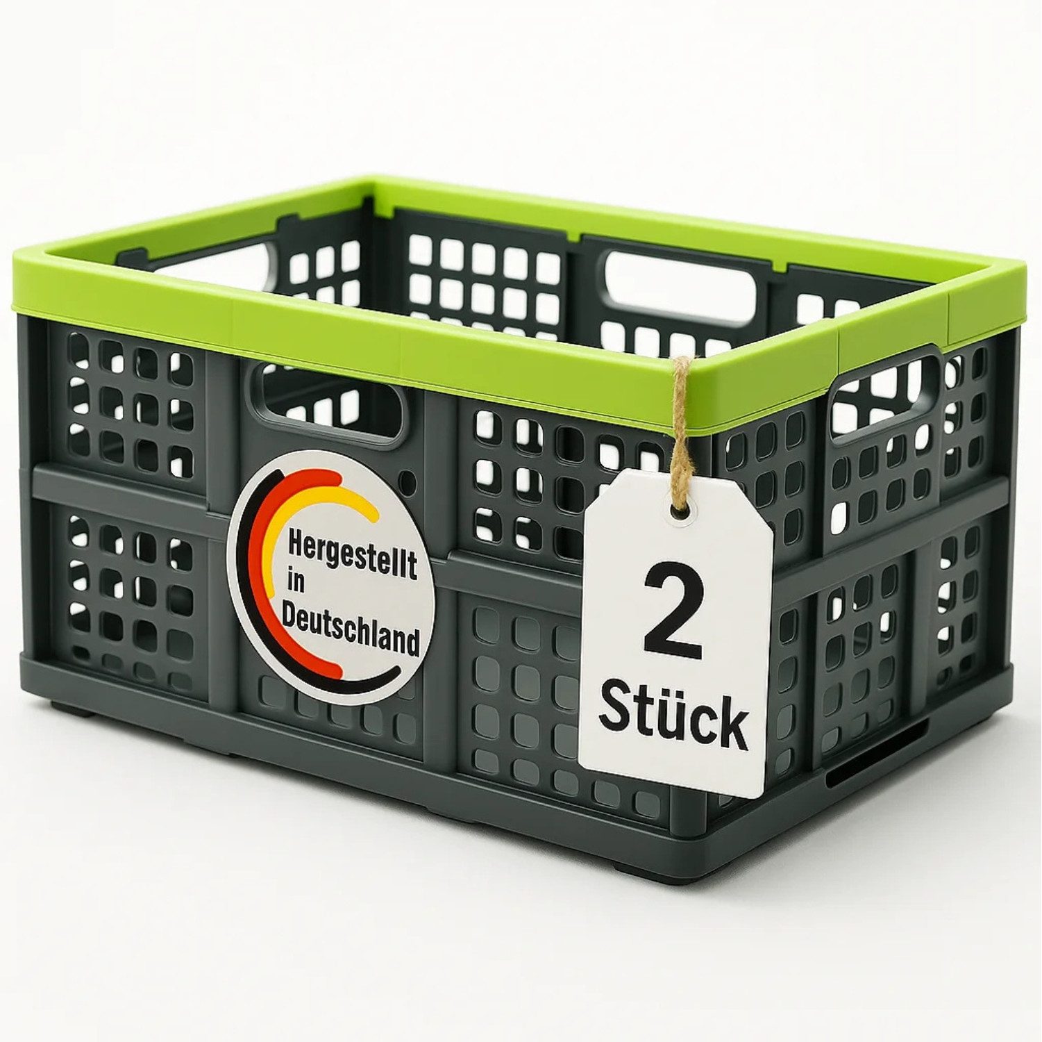 BigDean Klappbox 2er SetFaltbar & extrem stabil aus robustem Kunststoff in Anthrazit