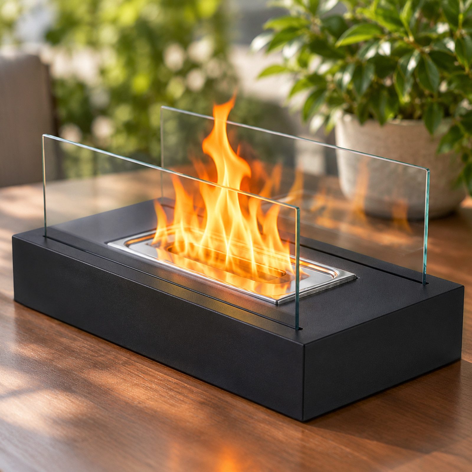 Ledklang Tischfeuer Ethanol Tischkamin Indoor Outdoor Tragbare Dekokamin Tischfeuerstelle (für Tisch, Terrasse, Balkon & Garten), Als Party Geschenkidee stilvolle Tischdeko oder festliche Atmosphäre