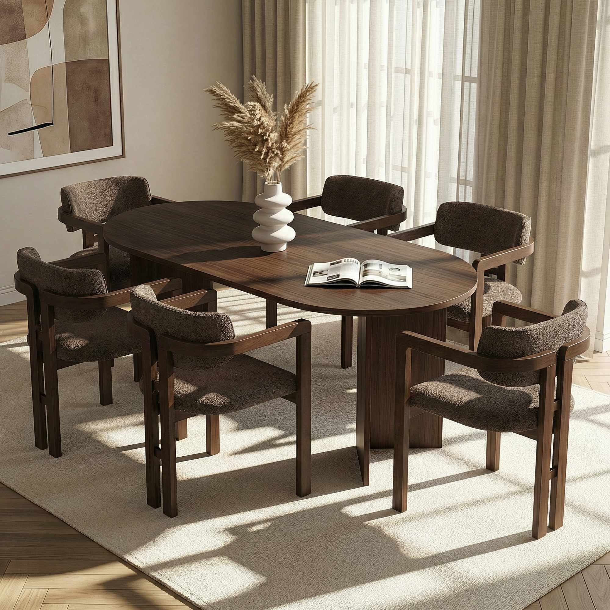 Skye Decor Essgruppe Sablin Boho Set, (Set, 7-tlg., 1 Tish, 6 Stühle), bestehend aus 6 Stühl und 1 Tish Modernes Esszimmer Set