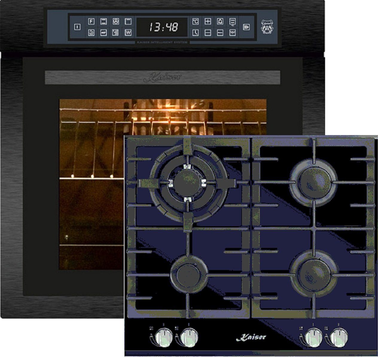 Kaiser Küchengeräte Backofen-Set EH 6306 RS + KCG 6380..., Einbaubackofen, 79L 15 Fkt. + Gaskochfeld 60cm