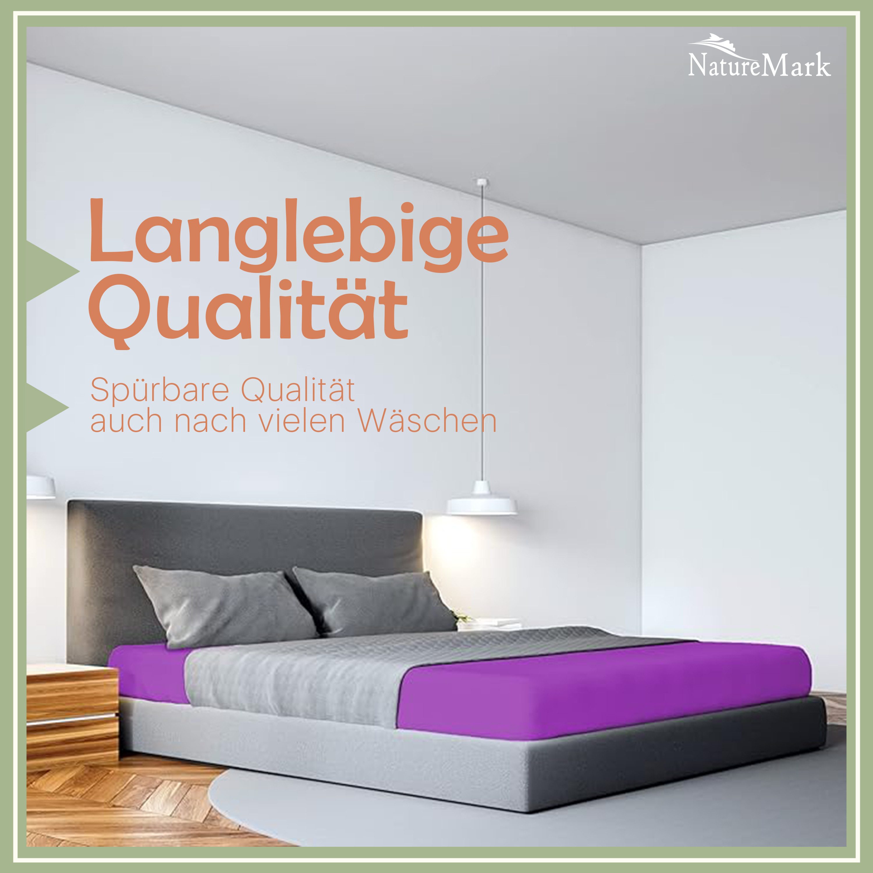 NatureMark Spannbettlaken Mikrofaser Spannbetttuch, Polyester, Gummizug: rundum, viele Größen und Farben Markenware, 90x200cm, Lila – Bild 4 von 5