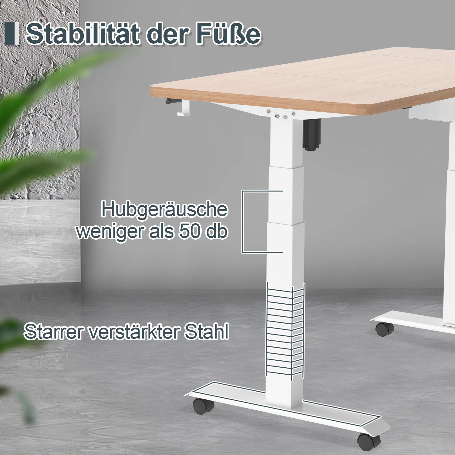 HOMALL Schreibtisch Höhenverstellbar Elektrisch Ergonomisch 160/180cm tisch Beige