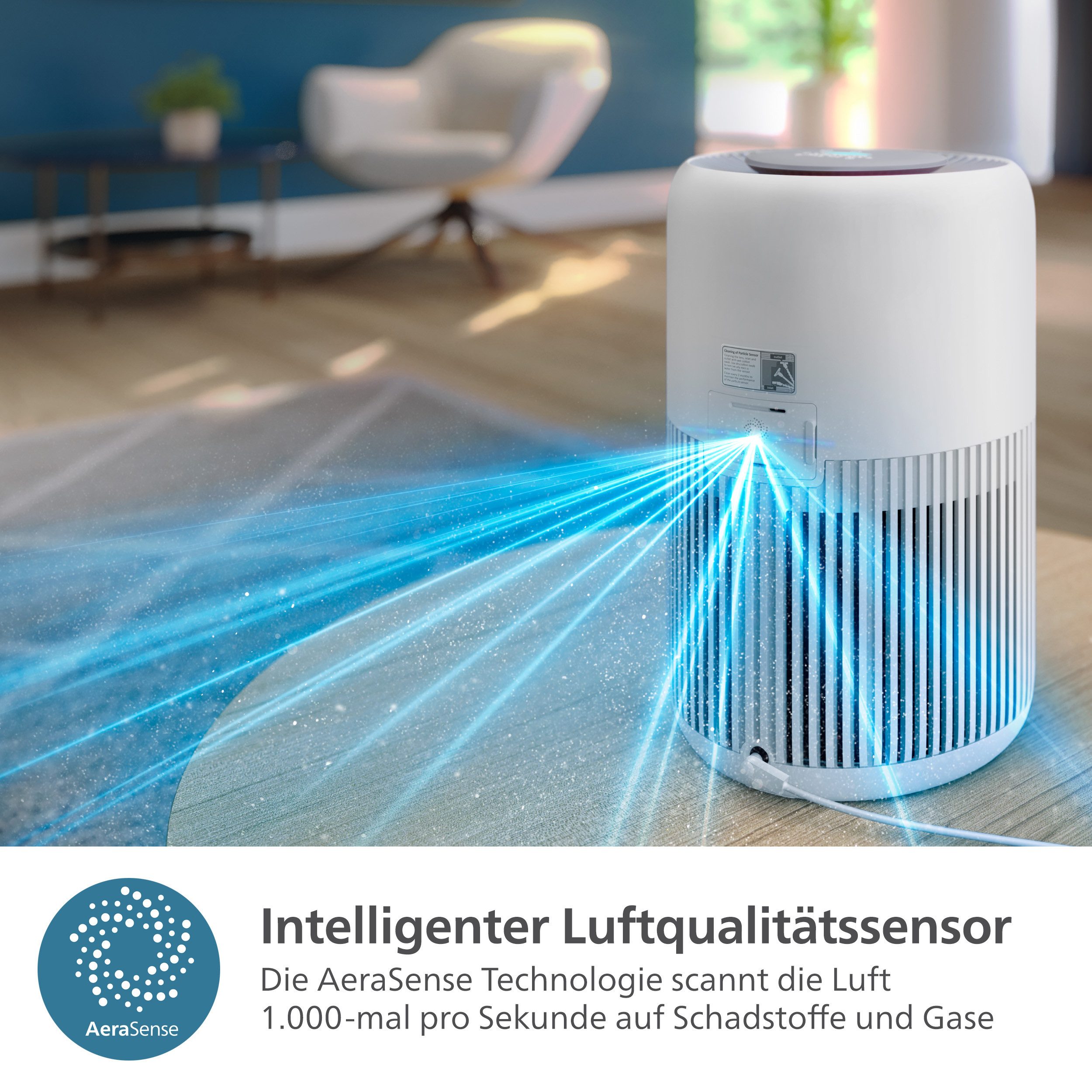 Philips Luftreiniger PureProtect Mini 900 Series, Luftreinigungsrate 250 m³/h, für 65 m² Räume, 2-Schichten-HEPA-Filtersystem, leise, AC0920/10