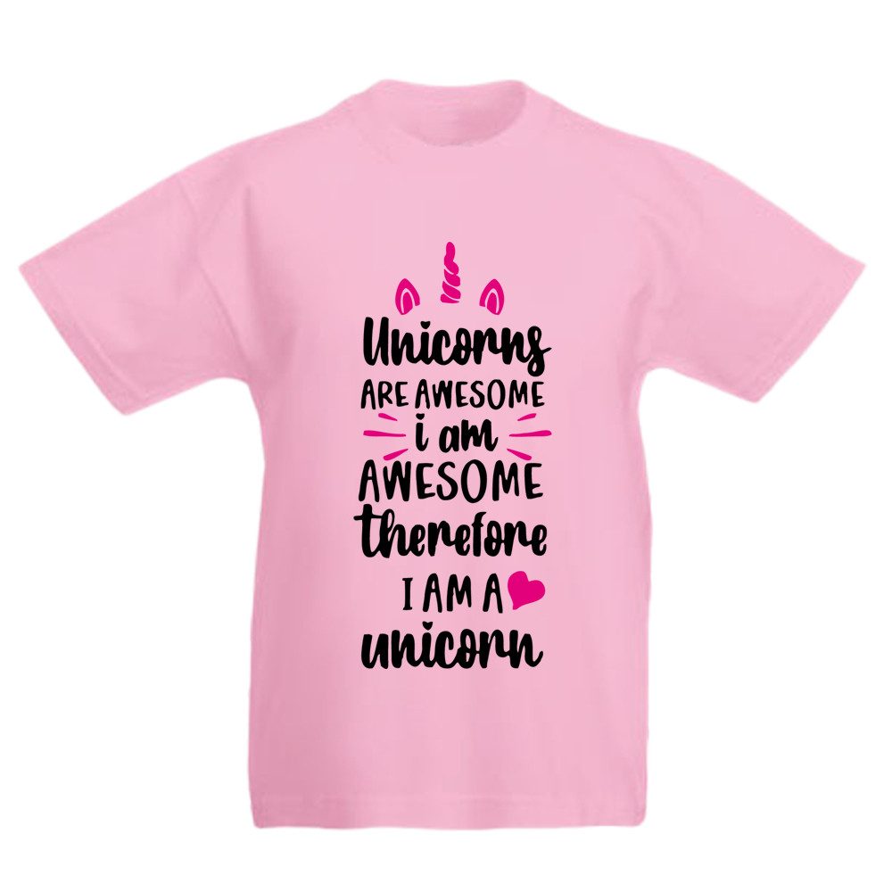 G-graphics T-Shirt Unicorn are awesome – I am awesome – therefore I am a Unicorn Kinder T-Shirt, mit Spruch / Sprüche / Print / Aufdruck