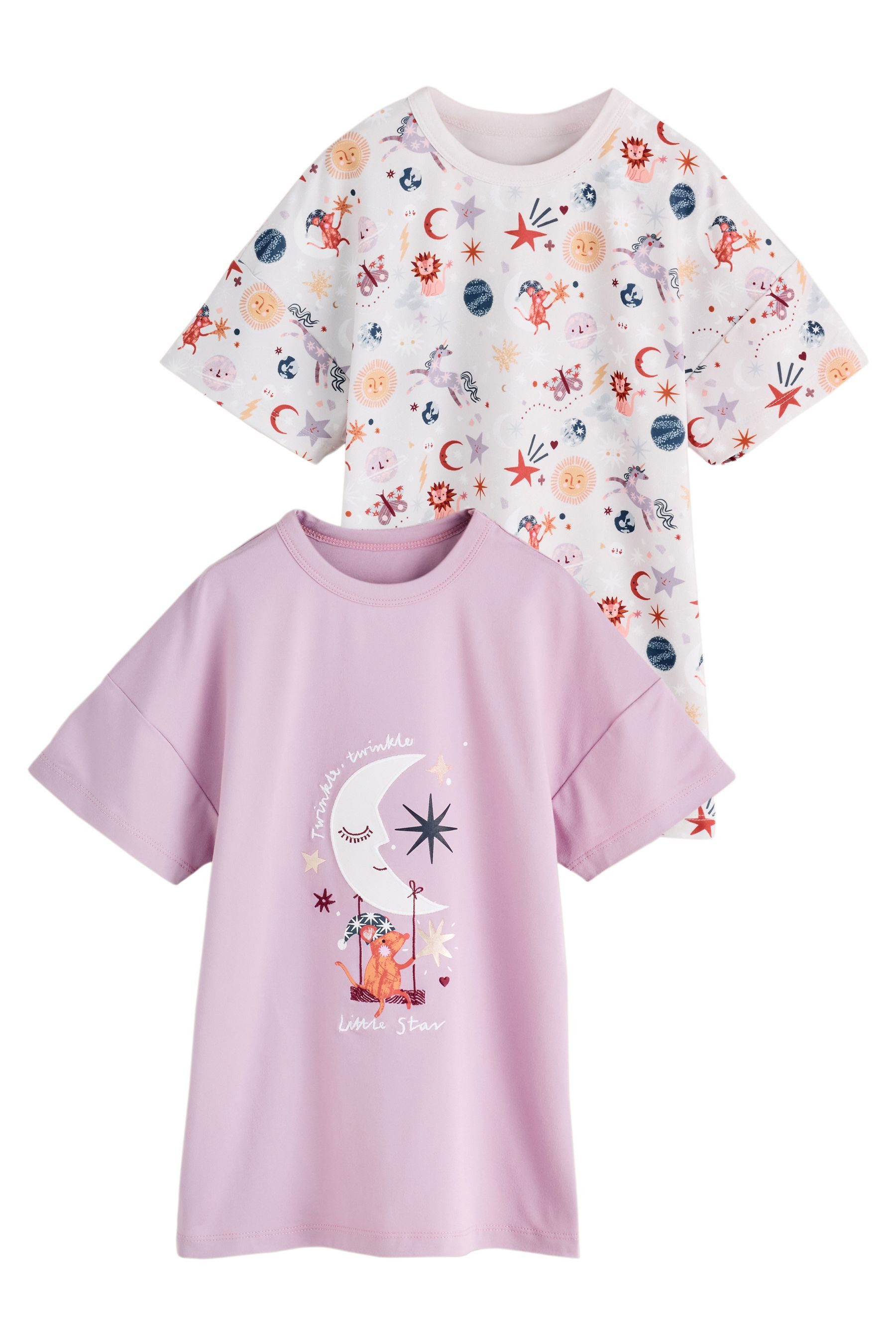 Next Nachthemd 2er-Pack Nachthemden mit Einhorn-Print (2-tlg)
