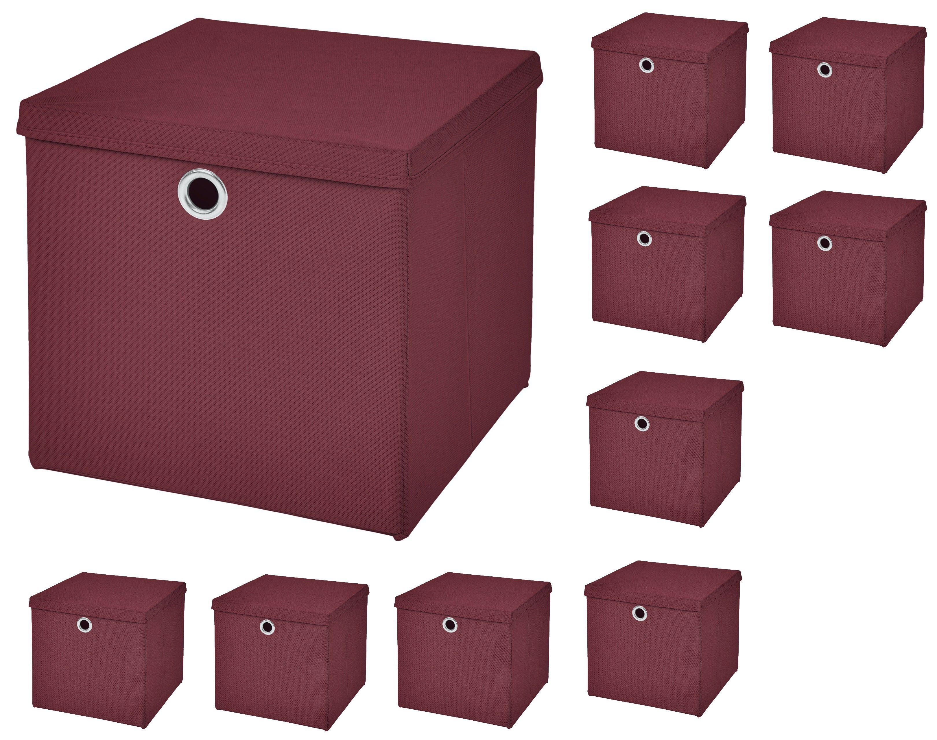 StickandShine Aufbewahrungsbox 10 Stück Faltboxen 28 x 28 x 28 cm faltbar mit Deckel Aufbewahrungsbox in verschiedenen Farben (10er SET 28x28x28) 28cm