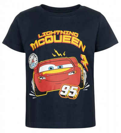 Disney Cars Print-Shirt Lightning MCQueen Kinder Jungen T-Shirt Gr. 98 bis 128, Schwarz, Baumwolle