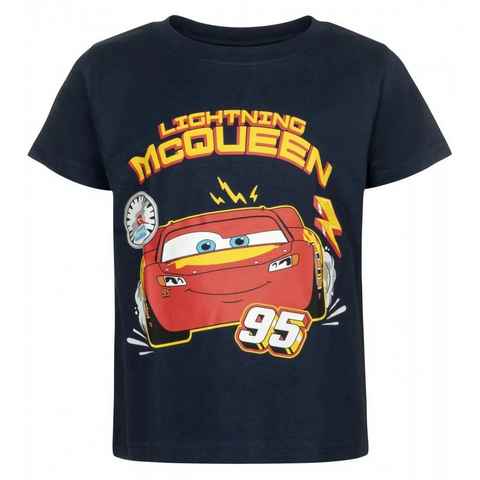 Disney Cars Print-Shirt Disney Lightning MCQueen Kinder Jungen T-Shirt Gr. 98 bis 128, Schwarz, Baumwolle