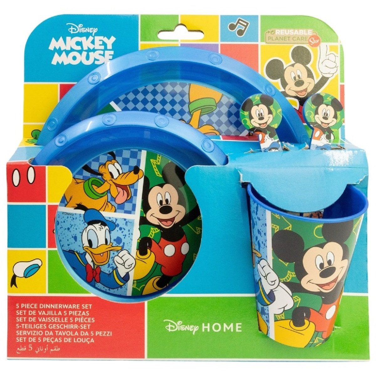Disney Mickey Mouse Kindergeschirr-Set 5-teiliges Kindergeschirr Essensset für Kinder (5-tlg)