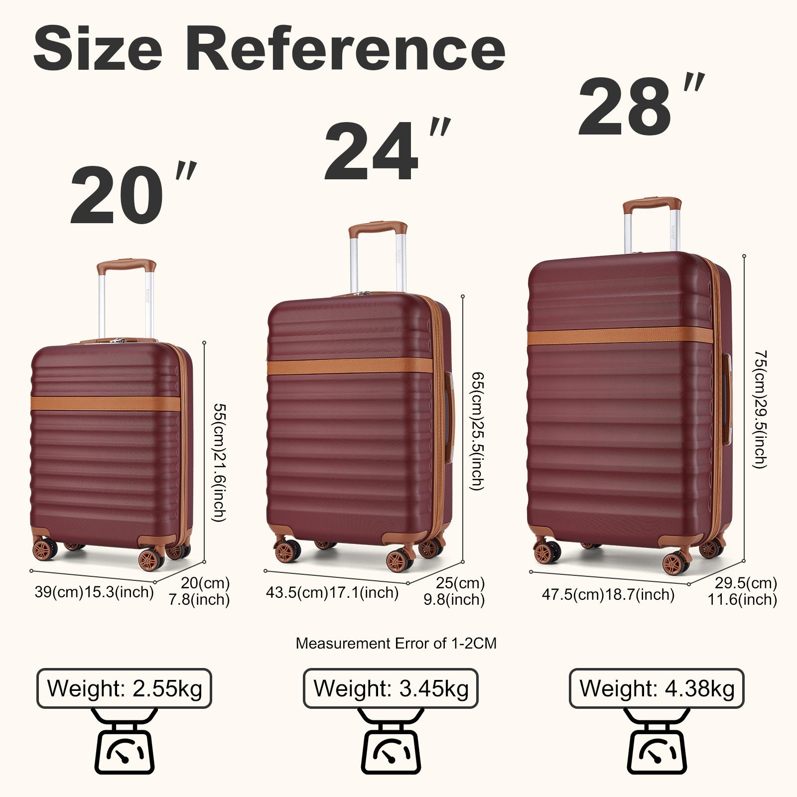 KONO Trolley Handgepäck Koffer Reisekoffer von günstig online kaufen