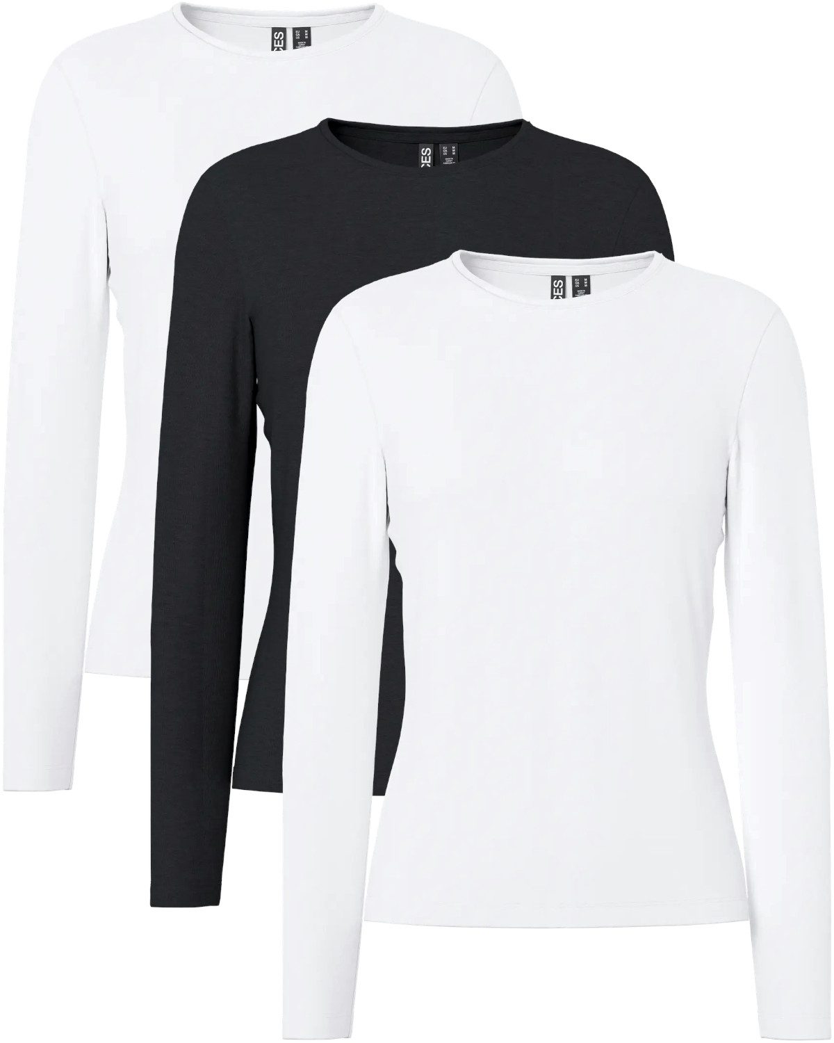 pieces Langarmshirt Basic Rundhalsshirts im 3er günstig online kaufen
