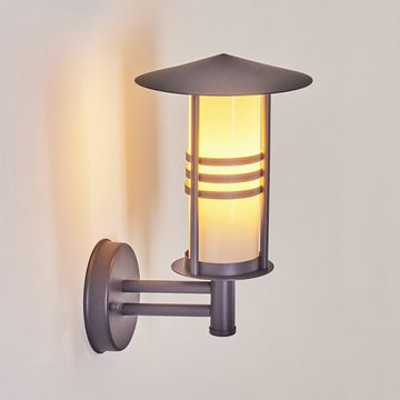 hofstein Außen-Wandleuchte moderne Wandlampe aus Metall/Glas in Anthrazit/Milchglas, ohne Leuchtmittel, Wandleuchte, Glasschrim, 1xE27, ohne Leuchtmittel, IP44