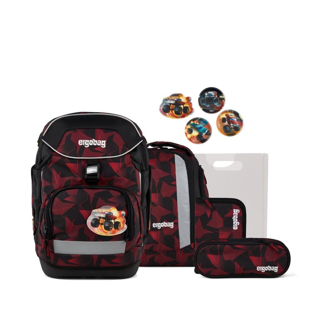 ergobag Schulrucksack Pack (6tlg., Federmäppchen, Sportrucksack, Heftebox, Schlmaperrolle und Kletties)