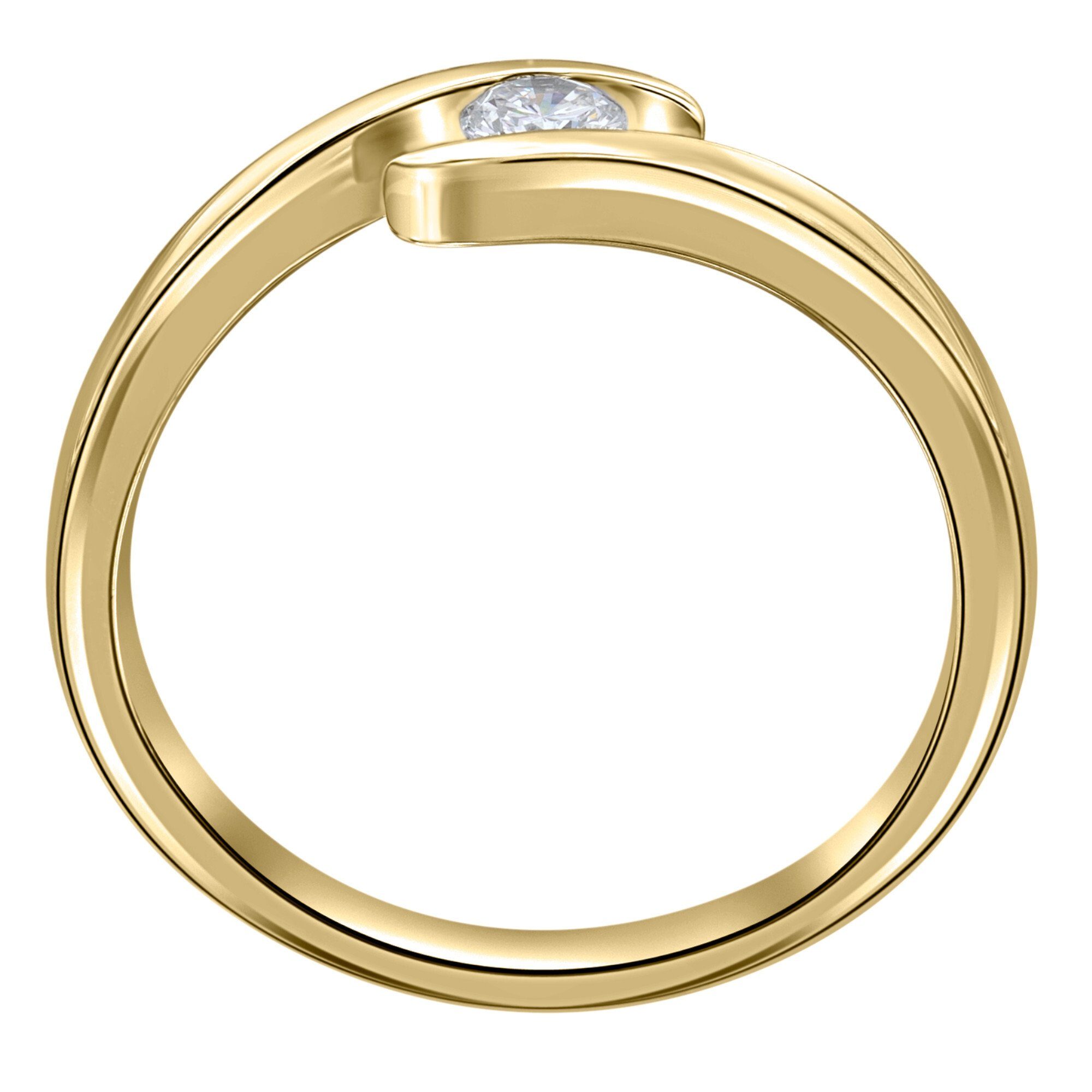 Diamant 0,25 Damen Gold Ring Spannfassung Spannfassung 585 aus Schmuck Gelbgold, Brillant ct ELEMENT Diamantring ONE