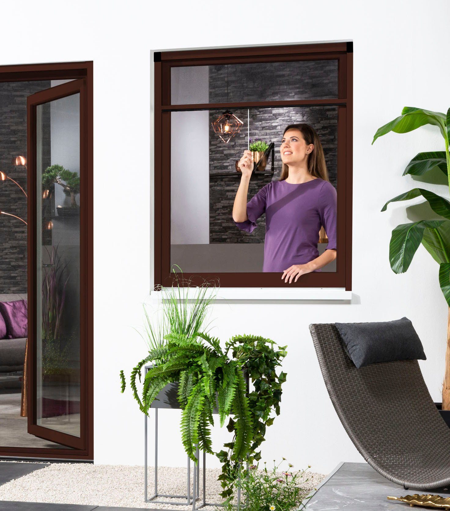 SMART, kürzbar Insektenschutz-Fensterrahmen 160x160 cm, hecht international