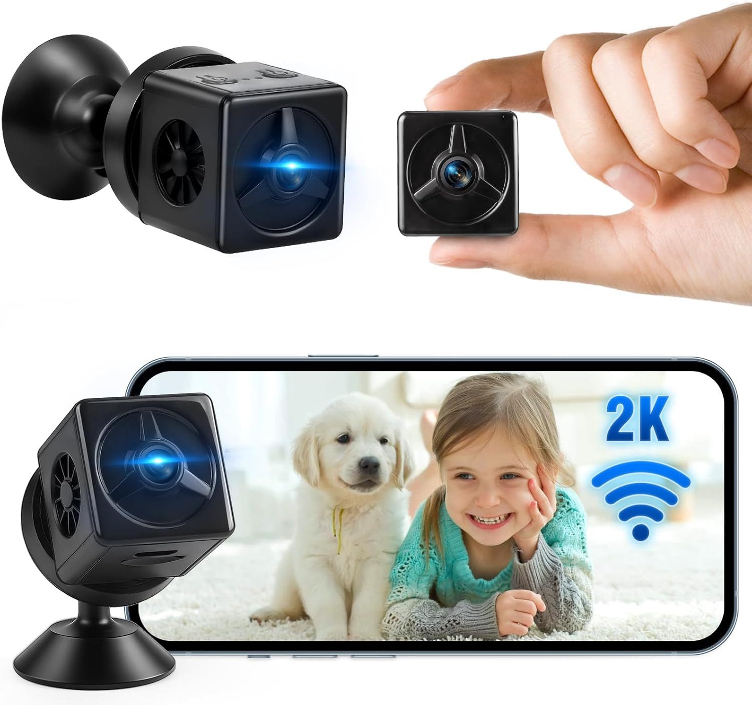 FELIXLEO Indoor Kamera Full HD Mini Camera WiFi Small Camera, Mini Surveillance Camera