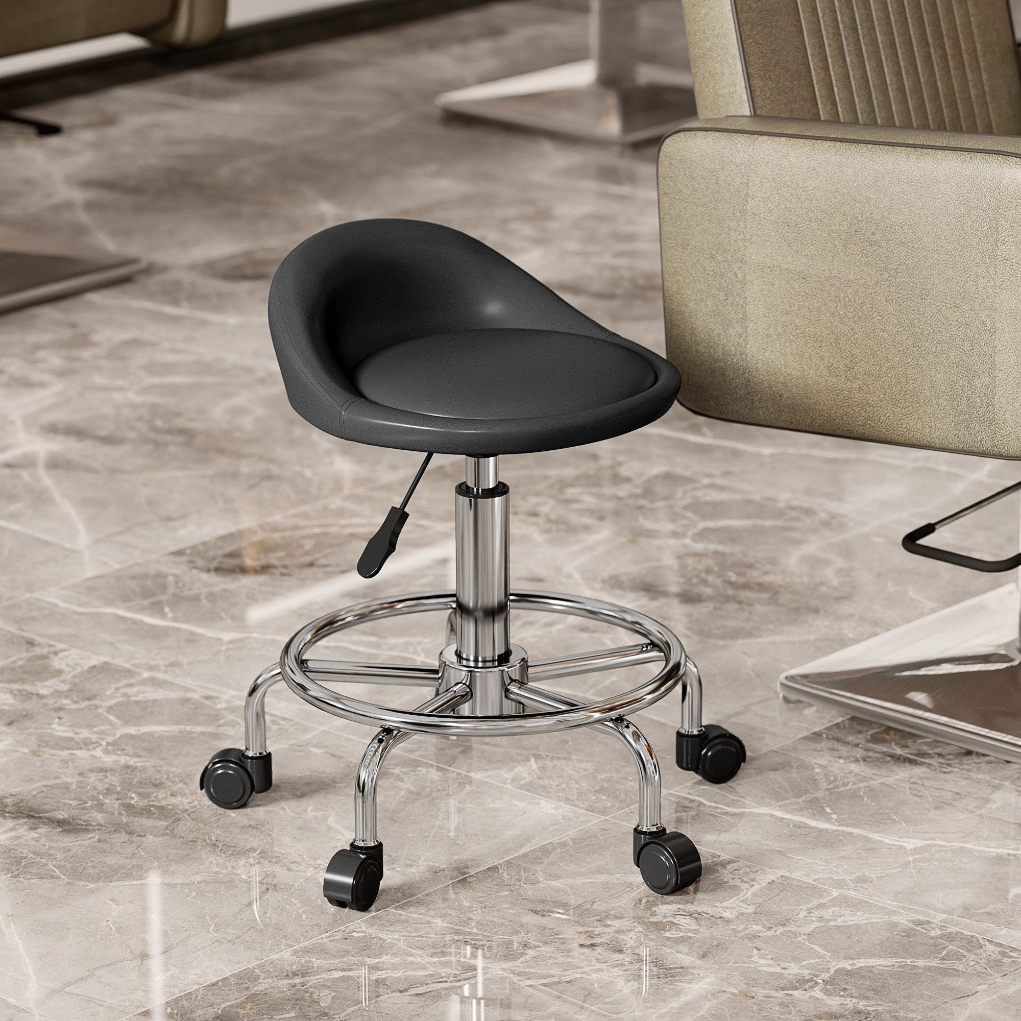 HOMCOM Drehhocker mit Rückenlehne, 59-75 cm günstig online kaufen