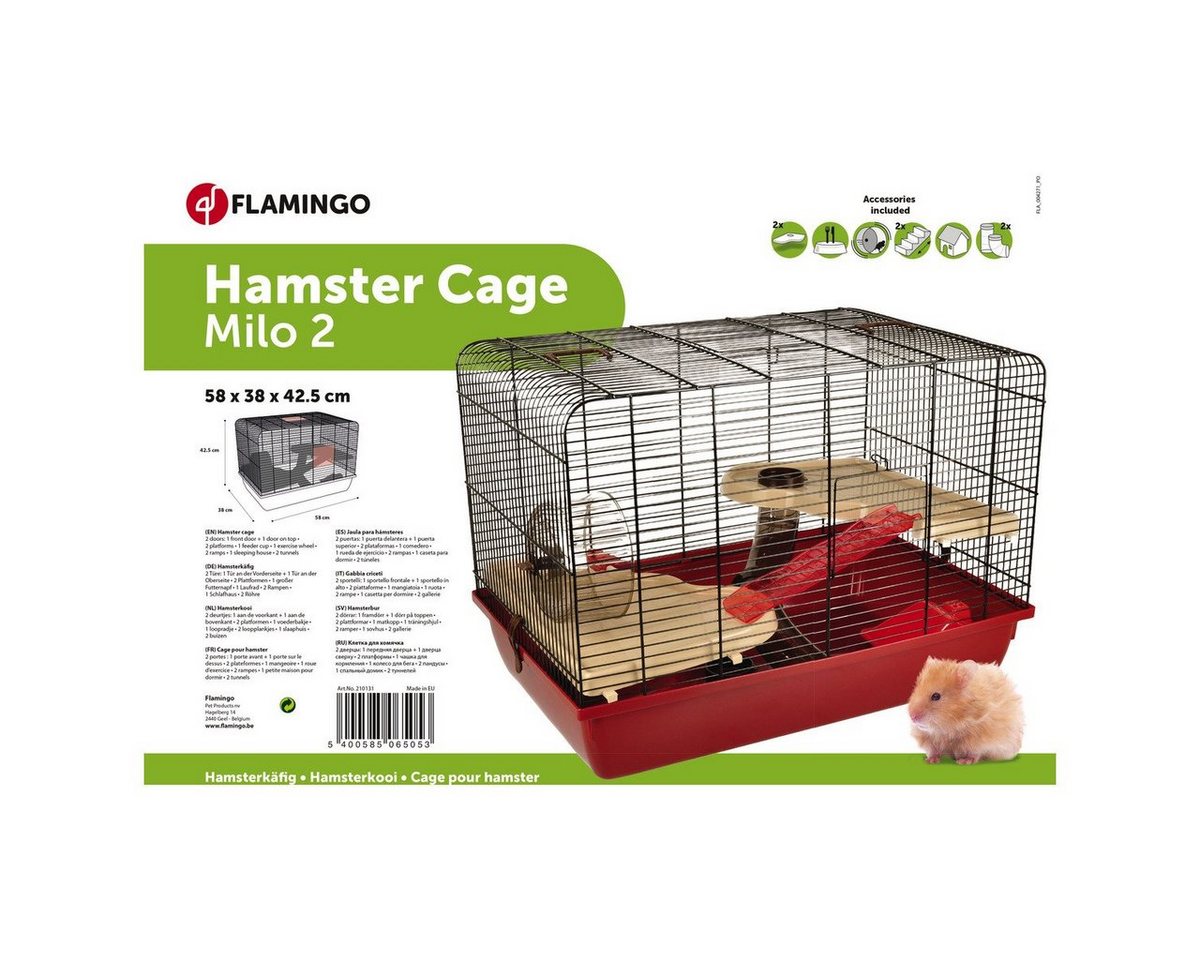 Thumbnail - Flamingo Kleintierkäfig Hamsterkäfig Milo 2 rot