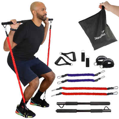 Skandika Trainingsbänder Multi-Widerstandsbänder mit Stange, Pilates Bar mit Resistance Bands, Krafttraining