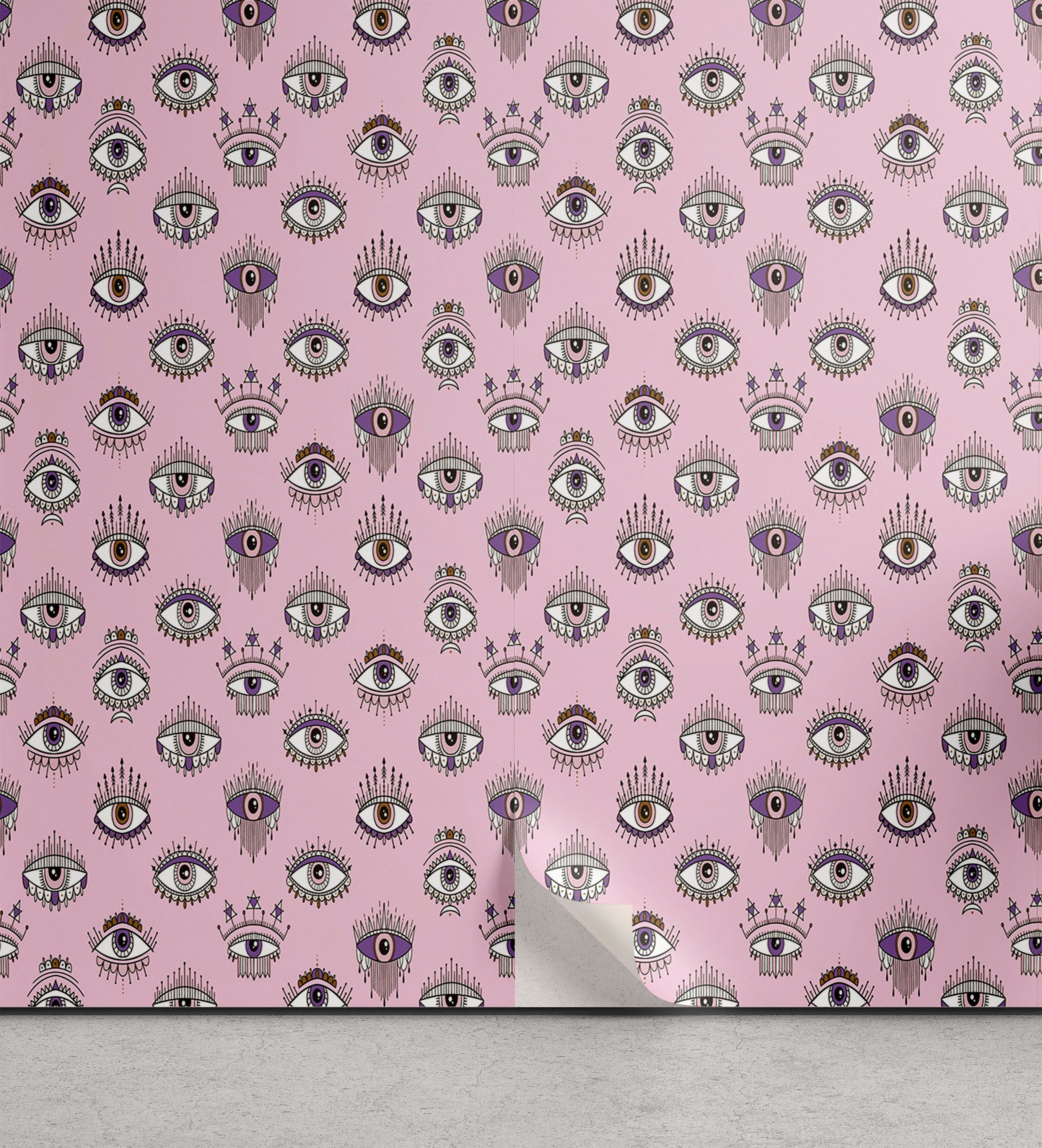 Abakuhaus Vinyltapete selbstklebendes Wohnzimmer Küchenakzent, Bohemian Okkulte Schauen, Die Augen Muster