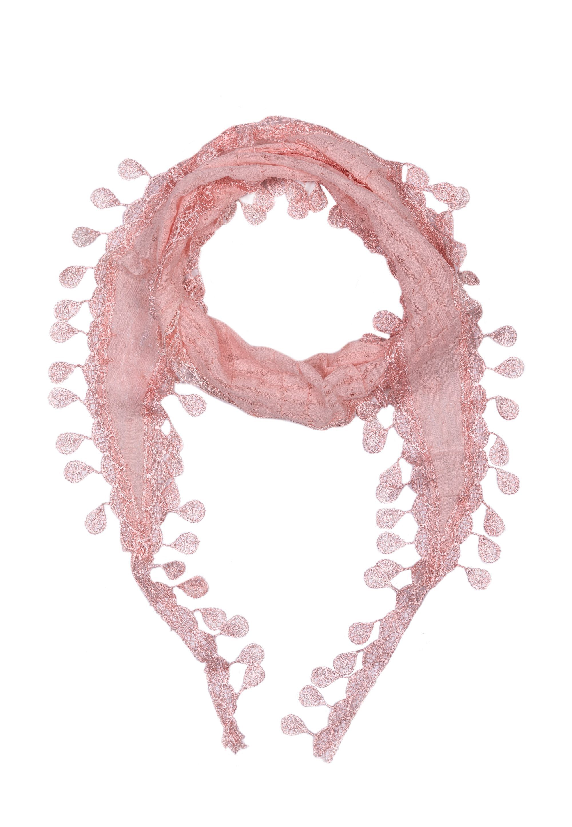 Cassandra Accessoires Schal "Carla" in pastelligen Farben, mit zarter, verspielter Spitzenborte rosa