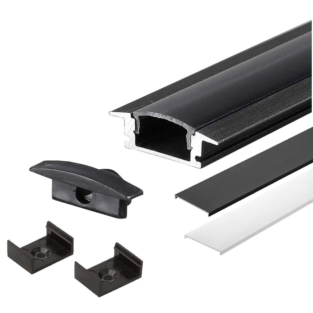 ENERGMiX LED-Stripe-Profil 2m schwarzer Alu Profile günstig online kaufen