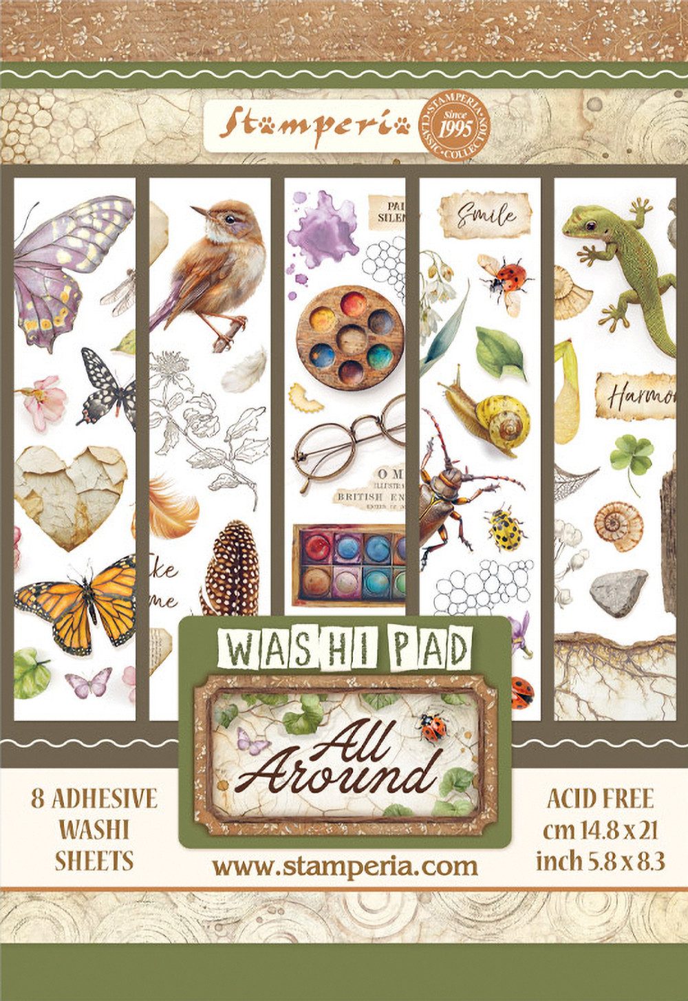 Stamperia Aufkleber Washi Pad All Around, 8 Blatt, A5