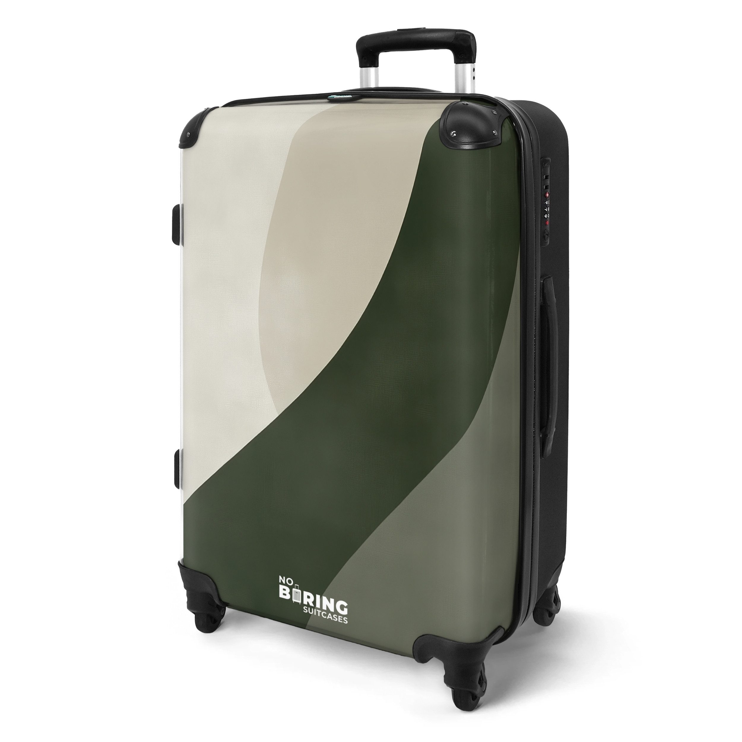 NoBoringSuitcases.com© Hartschalen-Trolley Abstrakte Welle in Olivgrün günstig online kaufen