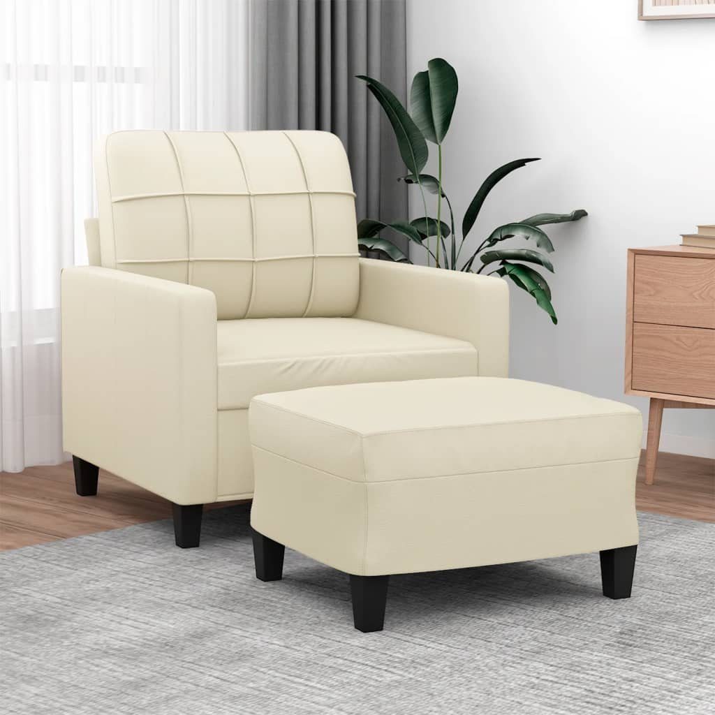 Hocker cm Kunstleder Creme vidaXL 60 mit Sofa Sessel