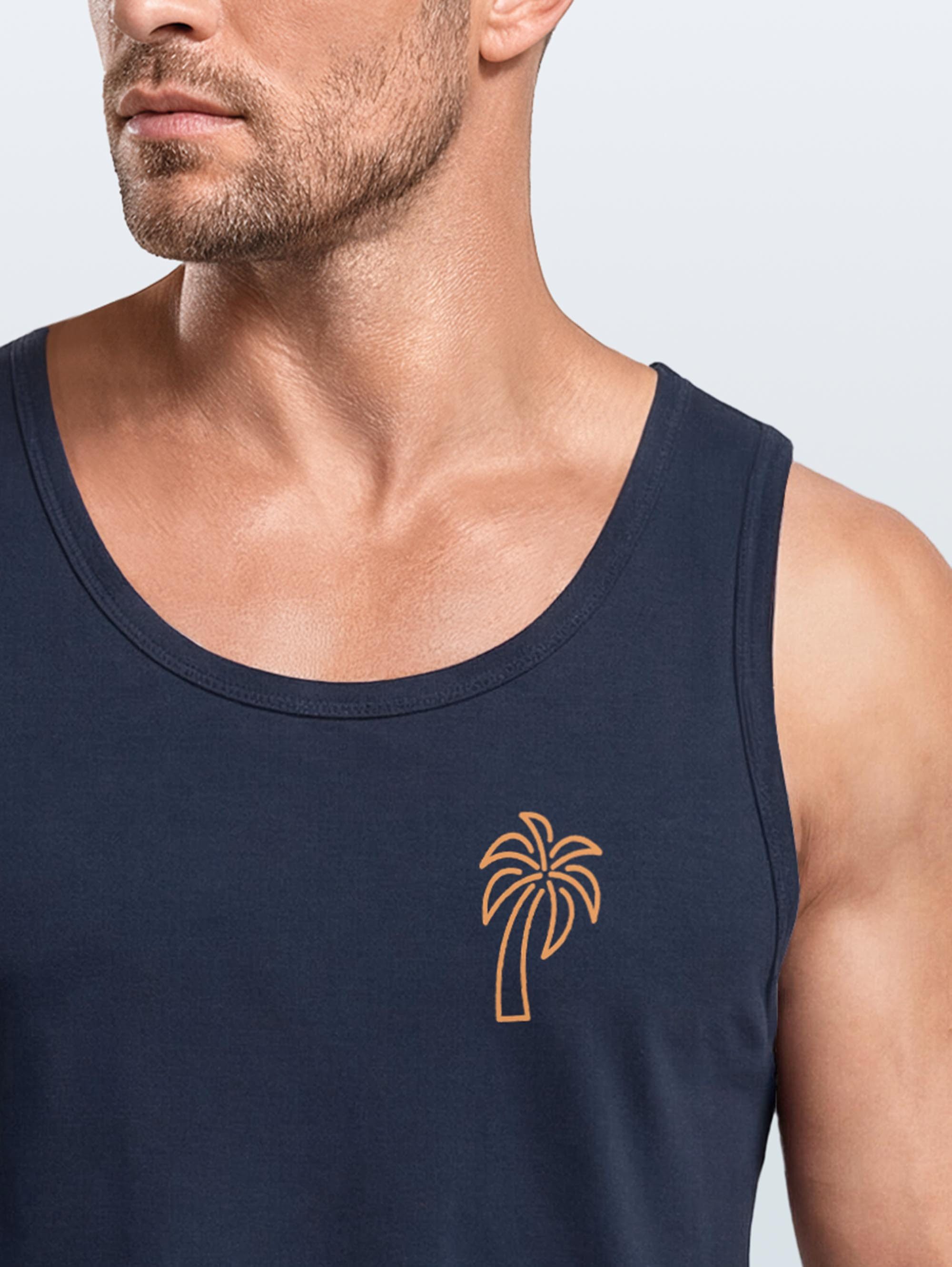 Neverless Tanktop Herren Tank-Top Palme Logo Print Sommer Badge Emblem Minimal Line Art mit Print