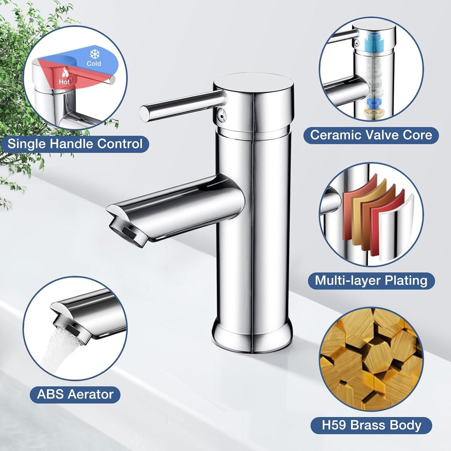 Thumbnail - LuxusKollektion Waschtischarmatur Wasserhahn Mischbatterie Bad Einhebelmischer Waschtischarmatur Chrom