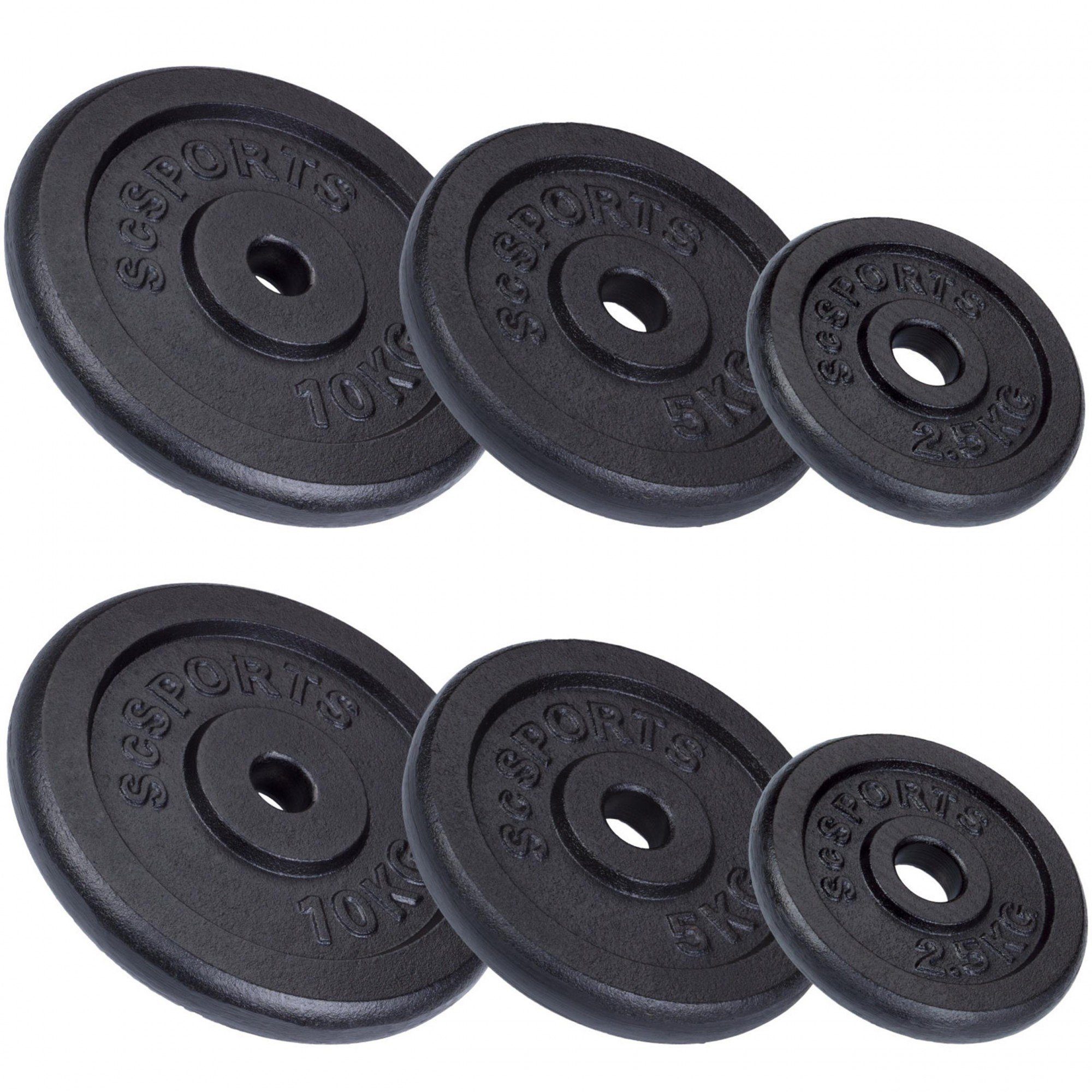 ScSPORTS® Hantelscheiben Set 35 kg 30mm Gusseisen Gewichtsscheiben Gewichte Guss, (10002530-tlg) | Hantelscheiben