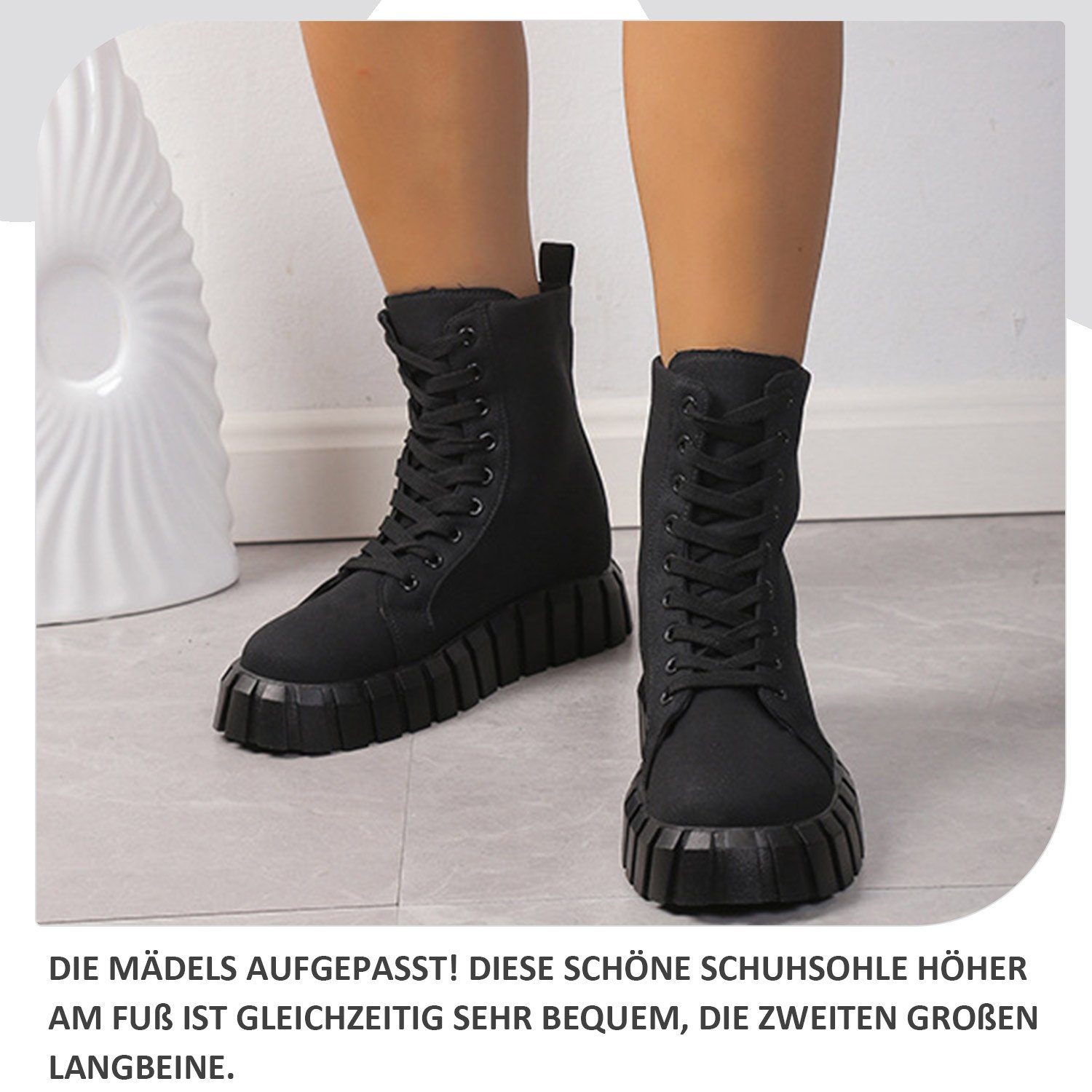 Schwarz Daisred und mit Absatz niedrigem Damen-Stiefeletten Sohle Stiefel
