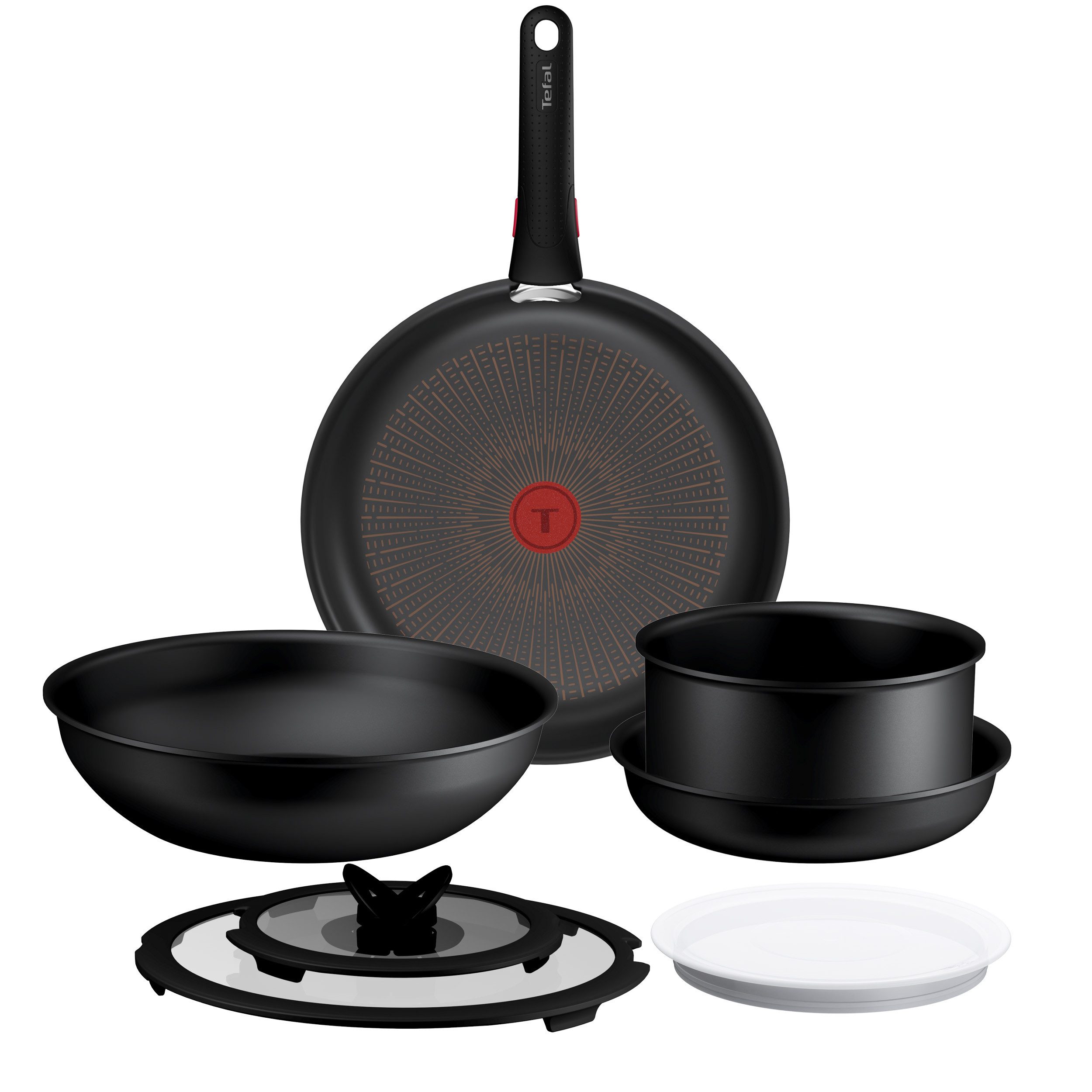 Tefal Pfannen-Set Ingenio Excellence Fusion, Aluminium (Set, 8-tlg), abnehmbarer Ingenio-Griff, Thermo-Signal, stapelbar, Induktion