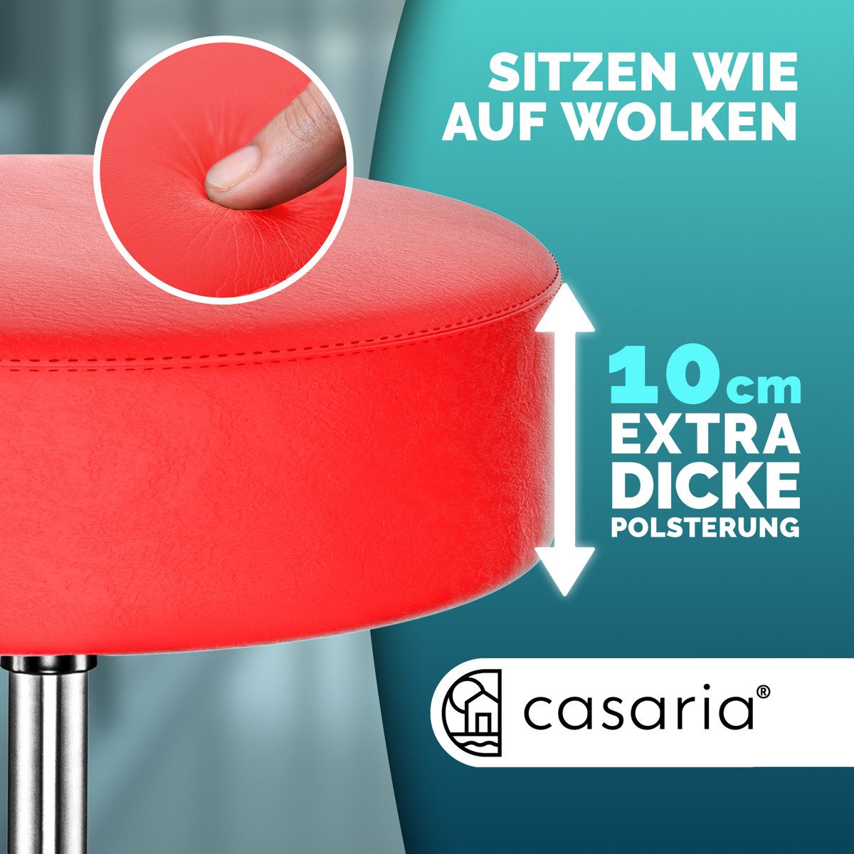 Casaria Drehhocker, Höhenverstellbar 10cm Polsterung 46-60cm günstig online kaufen