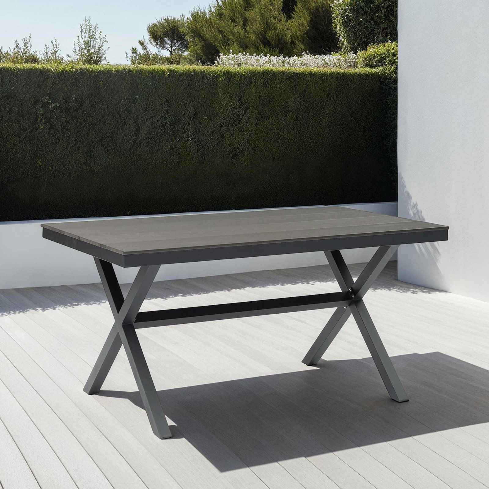 IDIMEX Gartentisch ISOLA, Terrassentisch wetterfest 150x90cm Holzoptik Outdoor Tisch schwarz