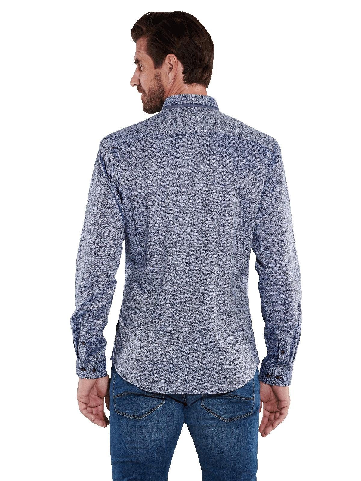 Engbers Langarmhemd engbers Herren Langarm-Hemd gemustert, Saphirblau