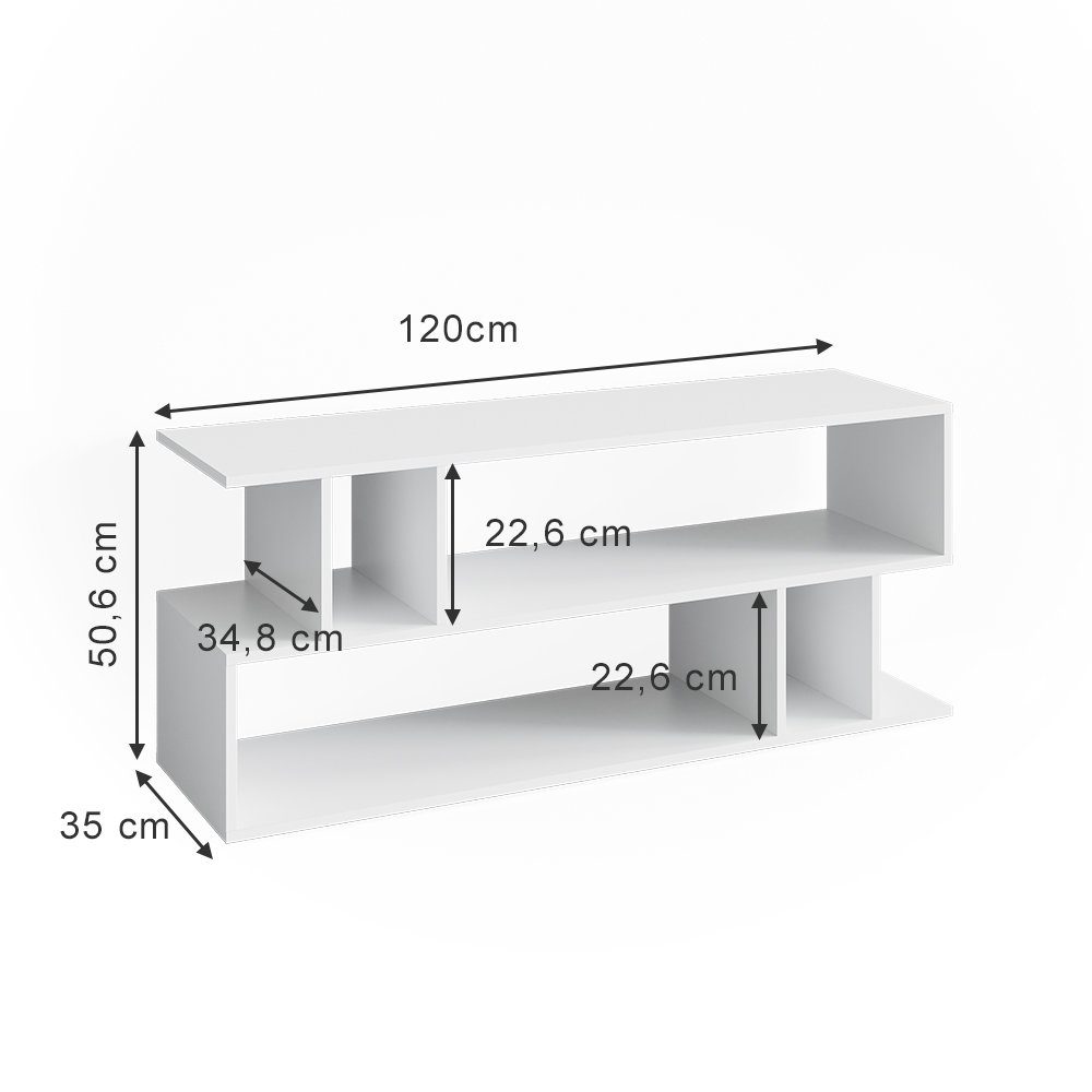 Vicco TV-Regal Fernsehregal Weiß Lowboard KAREL TV-Tisch