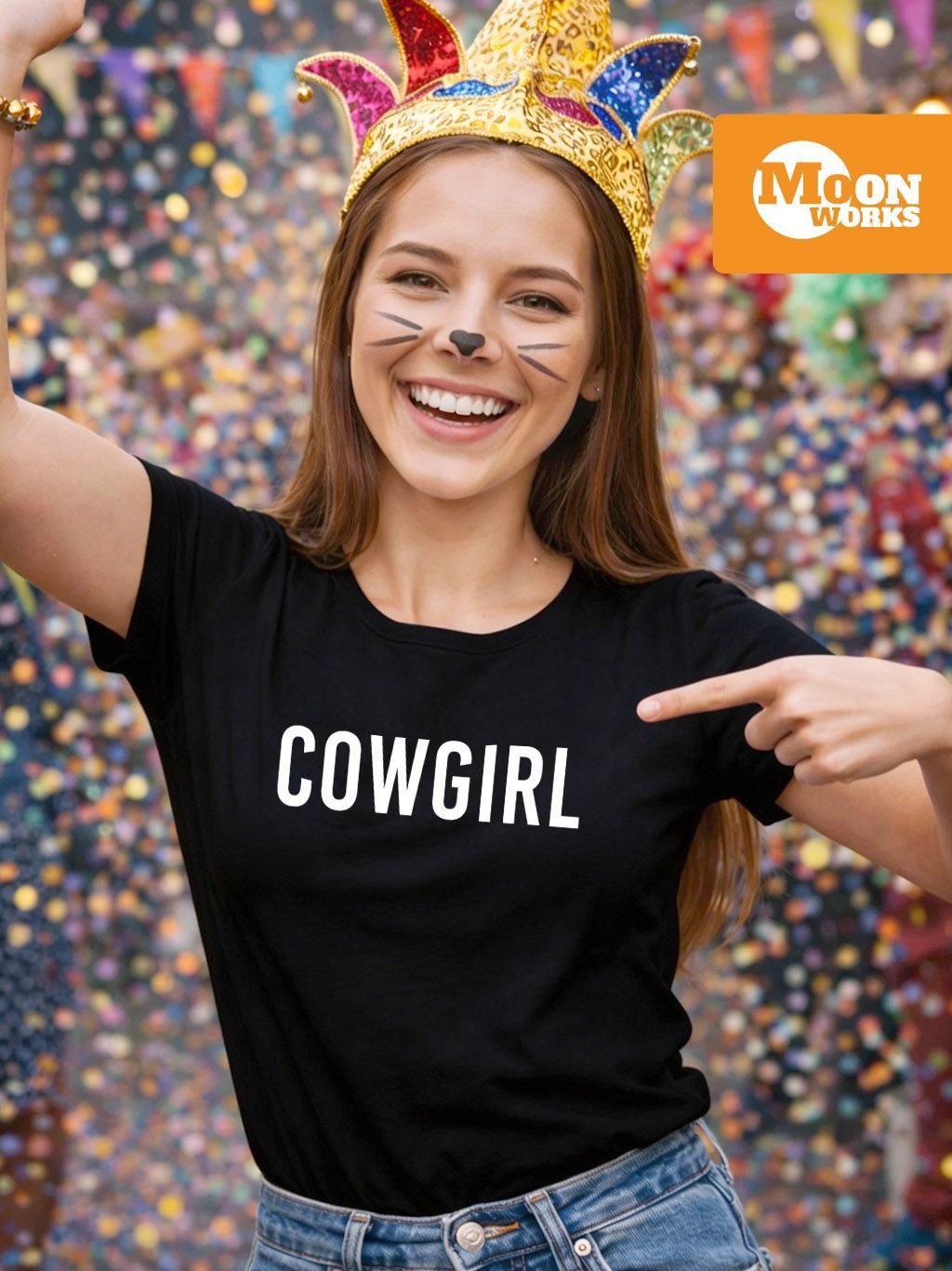 MoonWorks Print-Shirt Damen T-Shirt Kostüm Verkleidung Cowgirl Fasching Kar günstig online kaufen