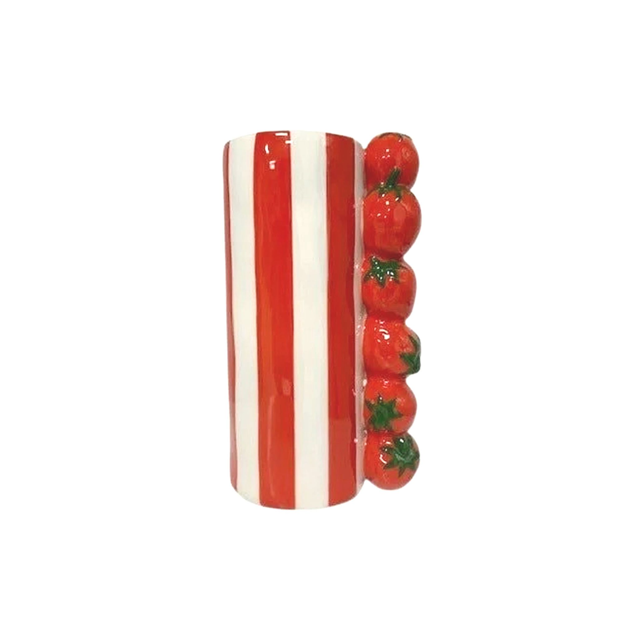 Tischvase Vase in Keramik bunt Erdbeeren Zitrone Tischvase