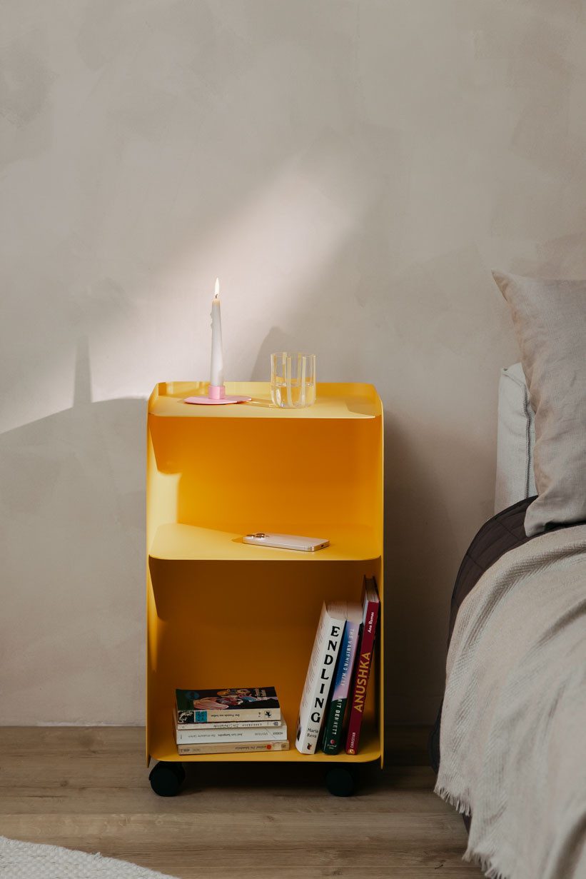 Metallbude Rollcontainer JUNO, variabel nutzbar als Beistelltisch, Nachttisch oder Organizer