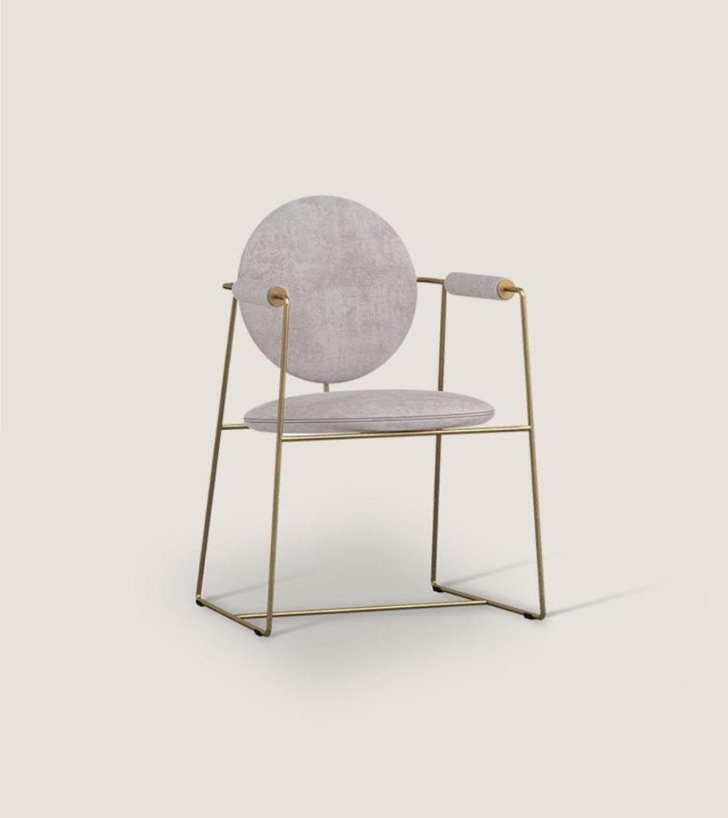 JVmoebel Stuhl Weißer Stuhl Mit Armlenhen Esszimmer Möbel Edelstahlgestell Stil (1 St), Made in Europa