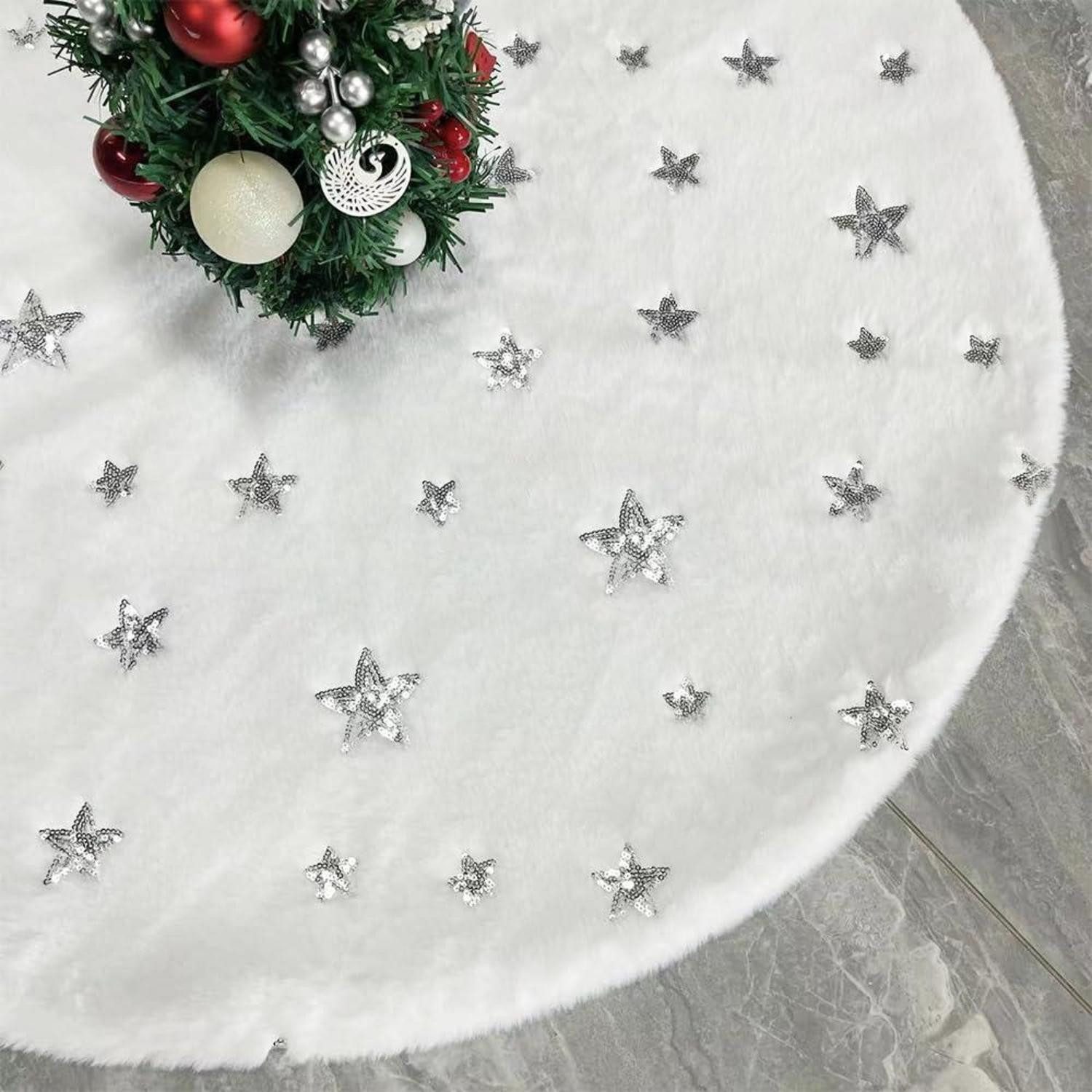LuxusKollektion Weihnachtsbaumdecke Weihnachtsbaumdecke 78cm rund Sternpailletten