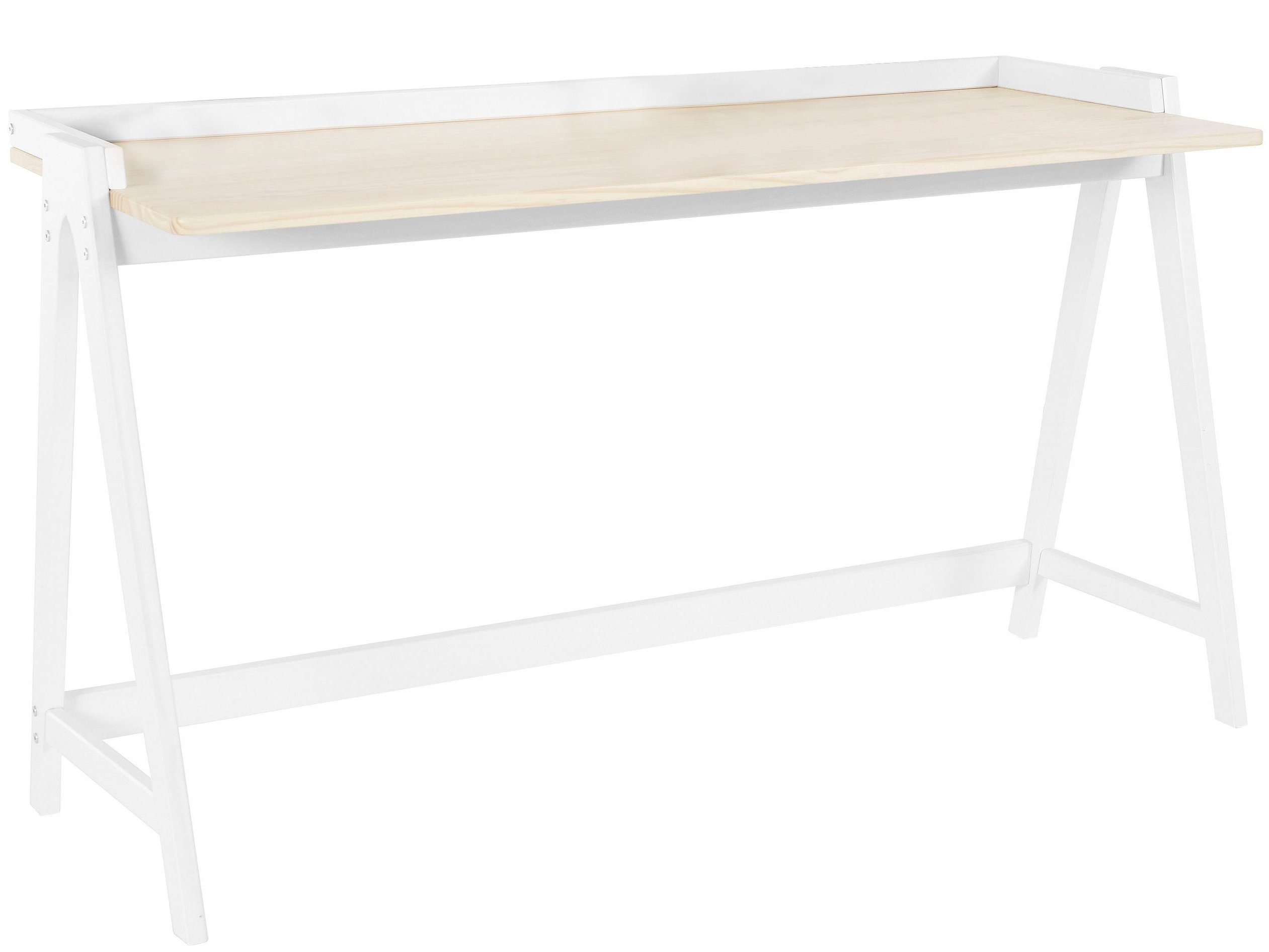 Alvin, Kufengestell, Breite weiß/natur Schreibtisch Massivholz aus loft24 Kiefer weiß | cm 120 mit