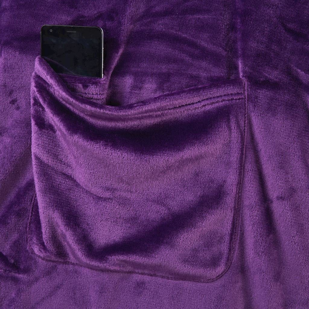 Blanket Ärmeldecke Tragbare - Kuscheldecke Ärmeln Tagesdecke und mit Lazy purple aufgenähten DecoKing, Taschen, TV