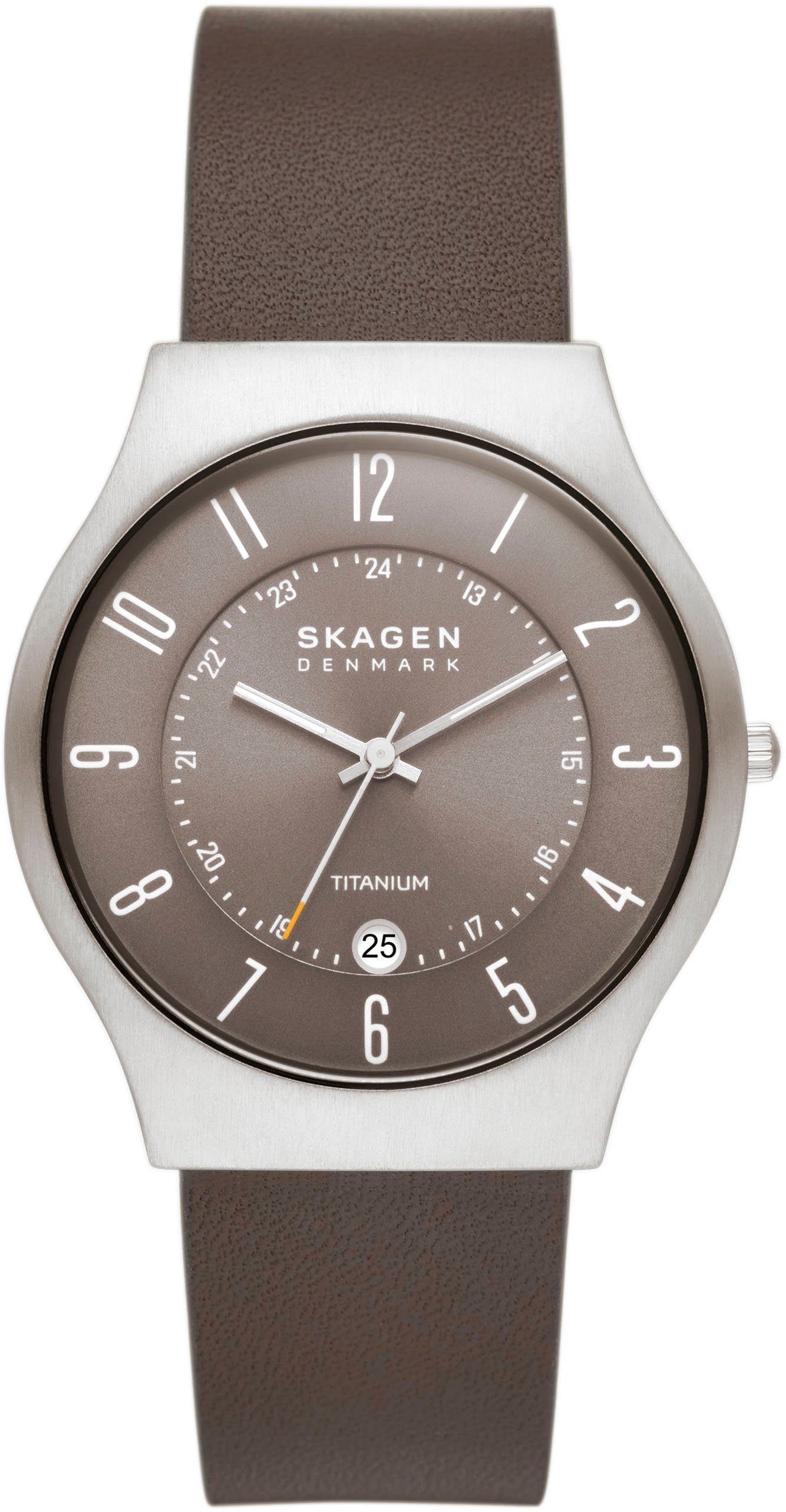 Skagen Quarzuhr SUNDBY, SKW6909, Armbanduhr, Herrenuhr, Damenuhr, Datum, Titan, Lederarmband