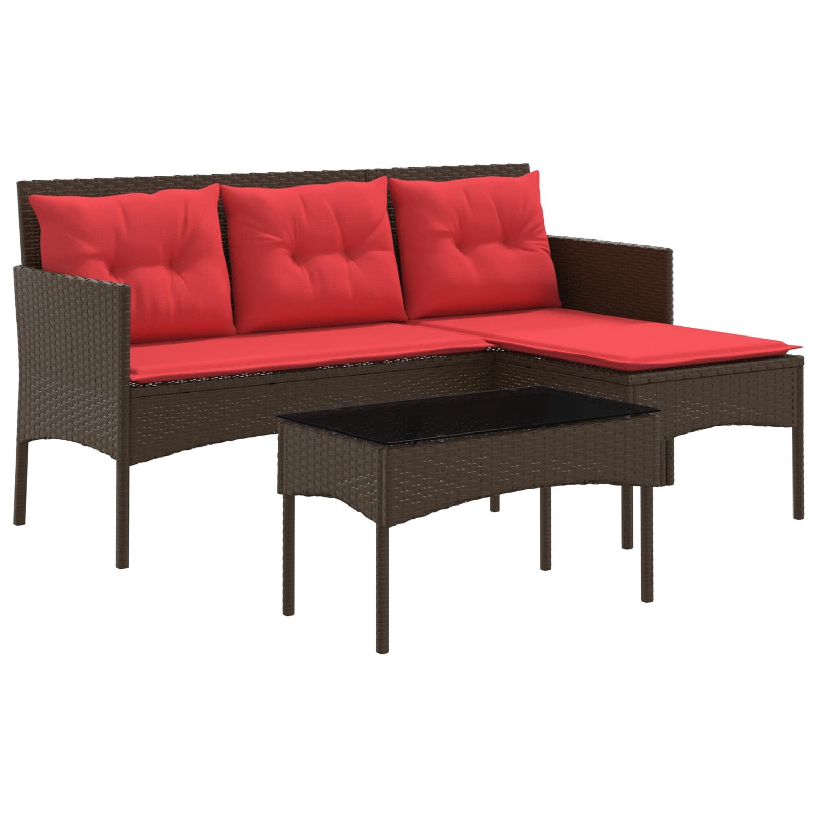 vidaXL Gartenlounge-Set Gartensofa-set 2 stk. Braun und Rot Poly-Rattan, (2-tlg)