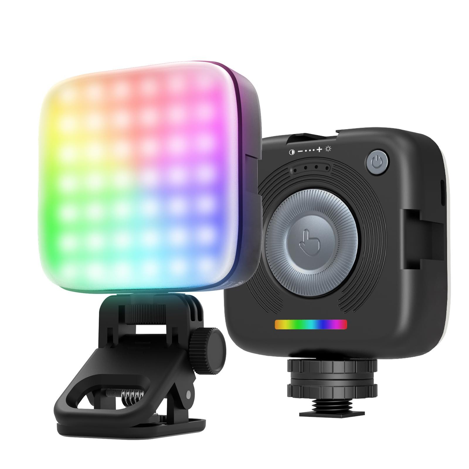 Neewer Videoleuchte RGB126 Einsteiger-Version RGB Videolicht, Magnetisches Kameralicht, Clip on, 3 Kaltschuh, 1/4" Gewinde, 2000mAh, für Selfie Videoaufnahmen
