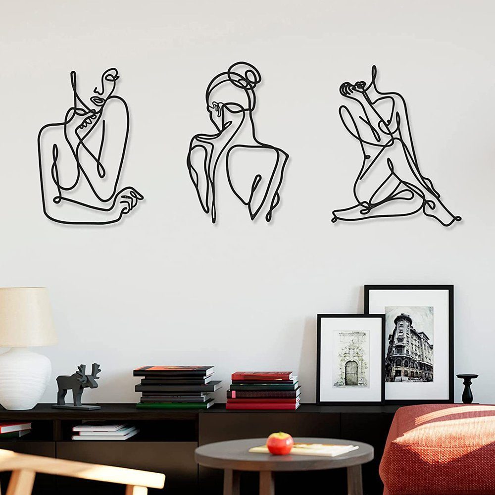 NUODWELL Wanddekoobjekt 3 Stück Metall Wanddekoration,Schwarze Metall Wandk günstig online kaufen