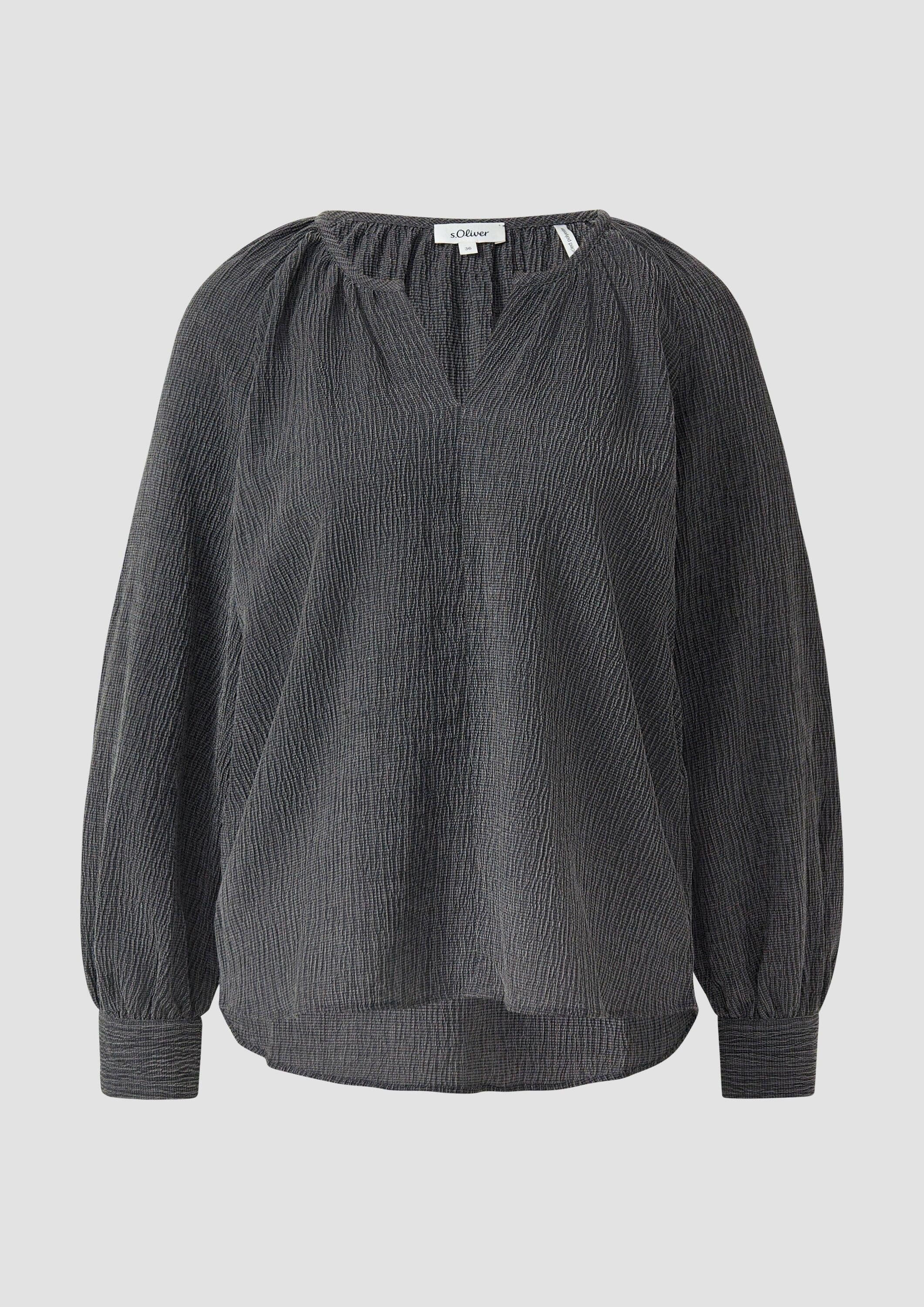 s.Oliver Langarmbluse Bluse Elastische strukturierte Bluse mit weitem Arm